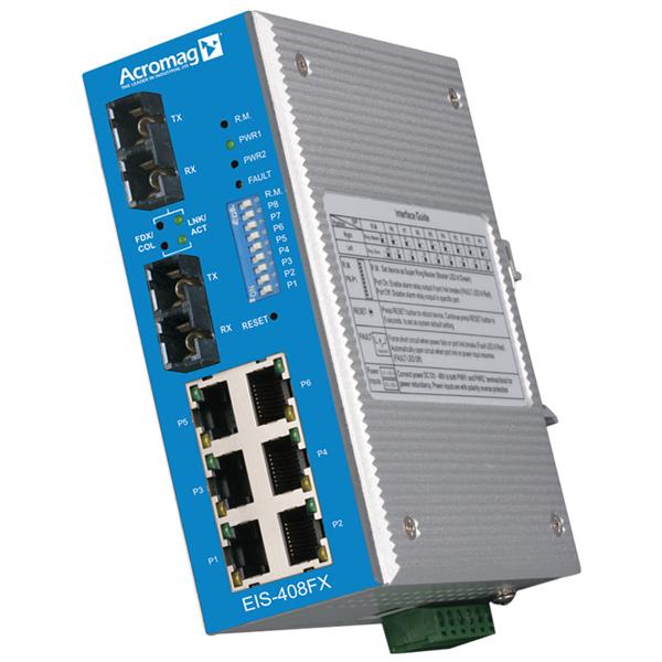 Acromag EIS-408FX-S Industrial Ethernet Switch with 8 Web-Managed Ports and Redundancy