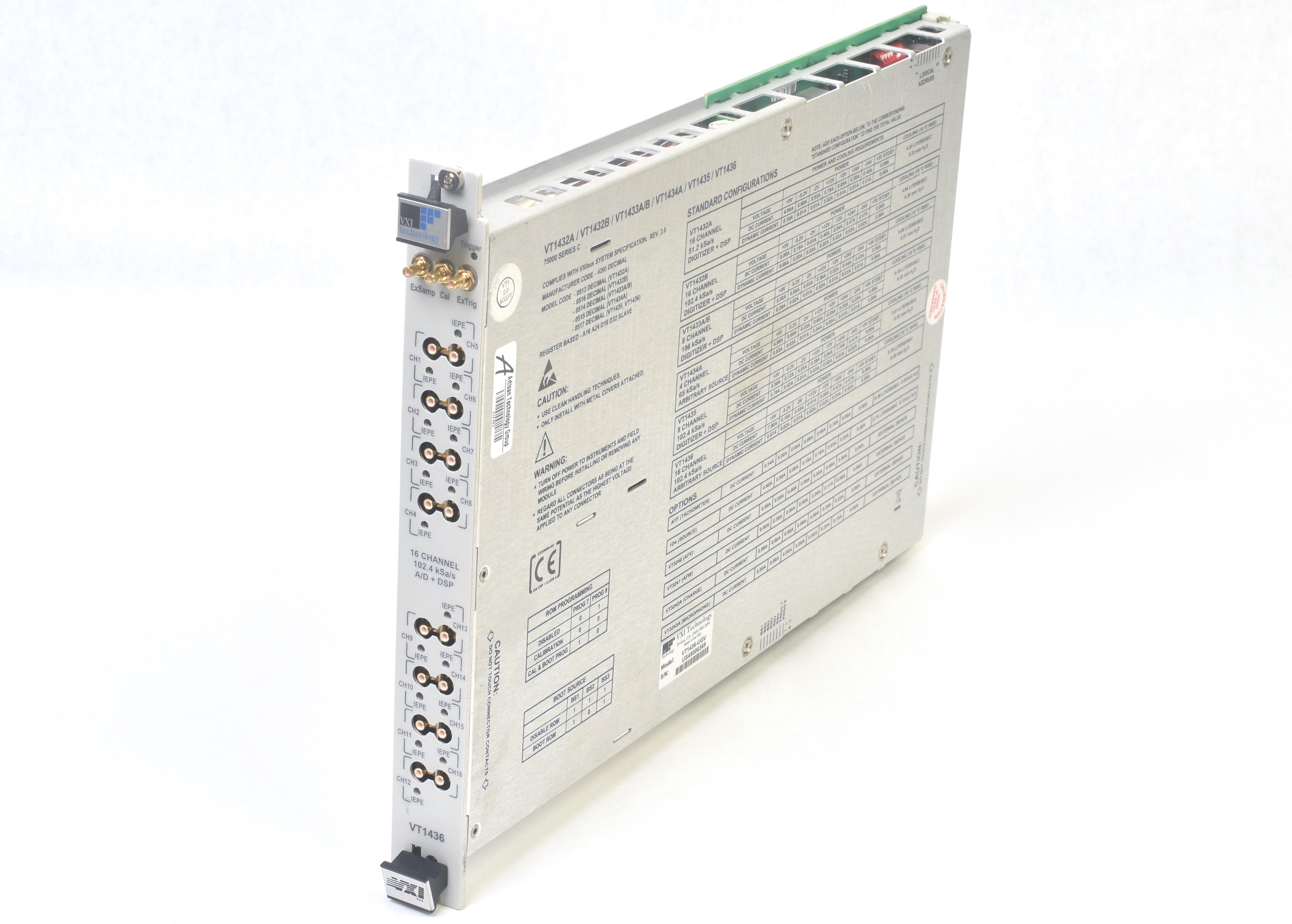 VXI Technology VT1436-UGV 16-Channel 102.4 kSa/s 24-Bit Digitizer Plus DSP with Built-In IEPE Conditioning