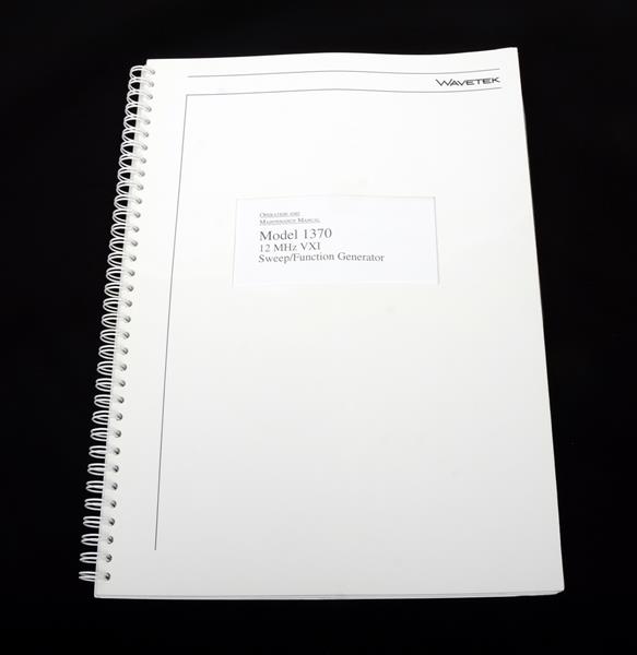 Wavetek 1370 12MHz VXI Sweep/Function Generator Operation and Maintenance Manual