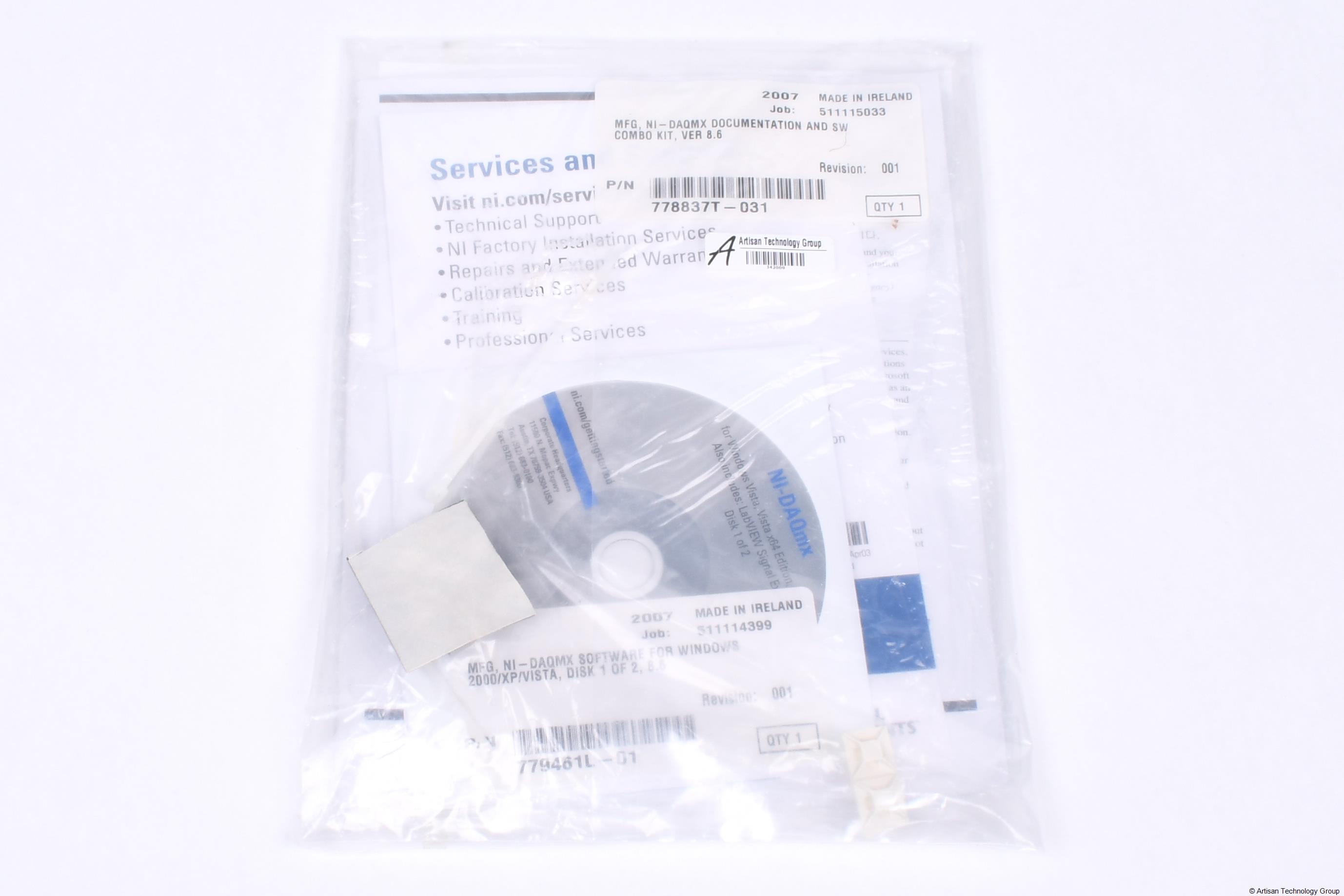 NI 778837T-031 NI-DAQMX Documentation and Software Combo Kit, Version 8.6