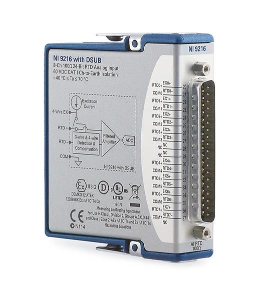 NI 9216 8-Channel PT100 RTD C Series Temperature Input Module (DSUB or Spring Terminal)