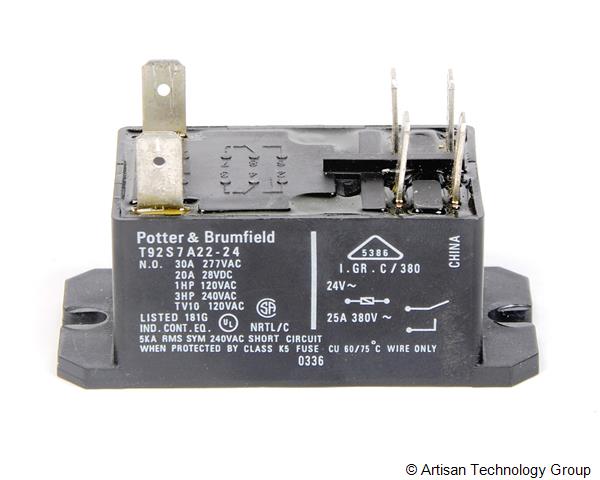 Potter and Brumfield T92S7A22-24 Two-Pole 30A Panel Mount Relay
